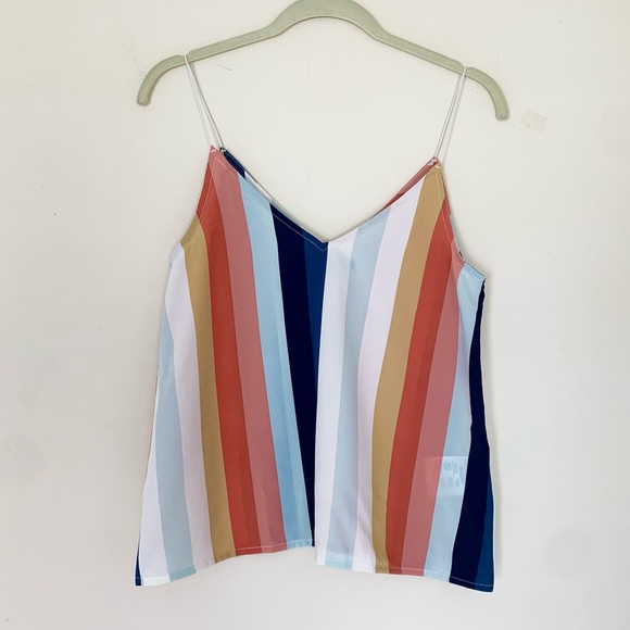 Volcom | “Flavor Up” Spaghetti Strap Striped Cropped V-neck Camisole Tank Top - Picture 3 of 16
